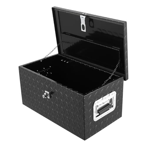 20 Inch Heavy Duty Aluminum Diamond Plate Tool Box Pick Up Truck Bed RV Trailer Toolbox Waterproof Square Storage Organizer with Side Handle