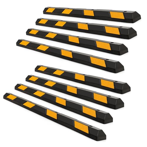 72" Rubber Parking Curb with Yellow Reflective Stripes