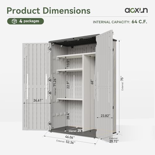 64 Cu.Ft Resin Storage Shed with Metal Shelving Kit & Floor