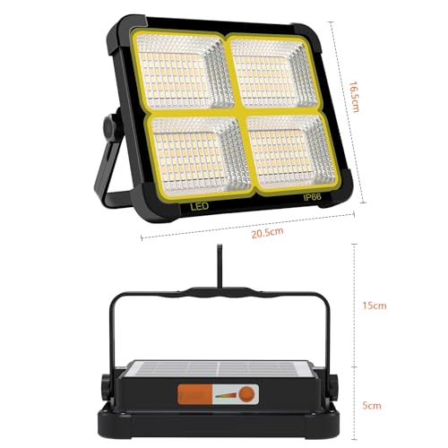 Portable LED Work Solar Light 100W 16500mAh 10000 LM with Stepless Brightness Job Site Battery Rechargeable LED Floor Light for Emergency Worklight for Hurricane
