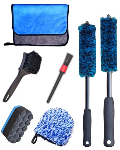 Professional 4 Pack Long Handle Wheel Brush Kit for Cleaning Wheel and Tire