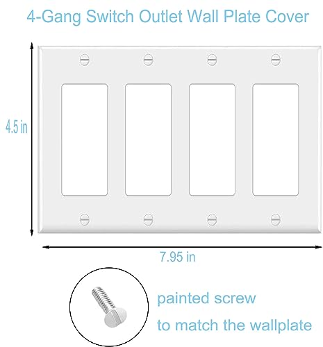 4 Gang Switch Outlet Wall Plate Cover Decorator Electrical Faceplate for Light Switch (2 Count)