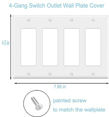 4 Gang Switch Outlet Wall Plate Cover Decorator Electrical Faceplate for Light Switch (2 Count)