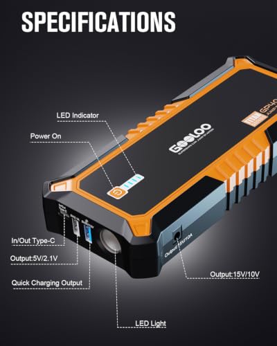GP4000 4000A & 24000mAh 12V Car Battery Jumper Starter Portable