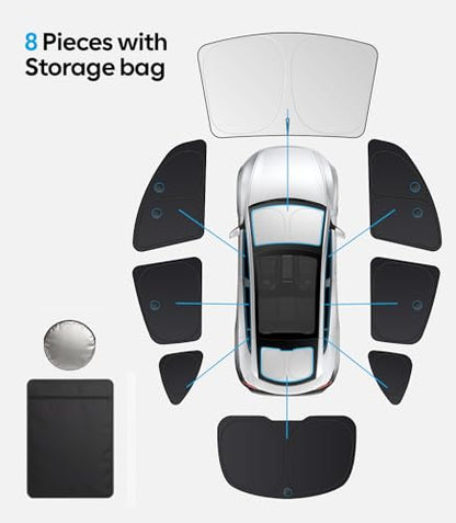 2026 8PC Full Set Window Sunshade for Tesla Model Y Juniper 2025 (8 Count)