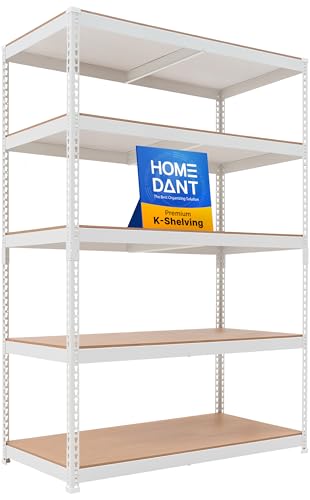 White 47.7" Deep 5 Tier Storage Shelves Garage Shelving Unit Metal