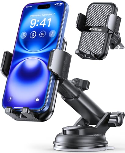 3-in-1 Car Phone Holder [122+LBS Strongest Suction & Stable Clamp Arm] 360° Adjustable Car Phone Mount, Cell Phone Holders for Your Car for Dashboard Vent, All Smartphones & Car Models