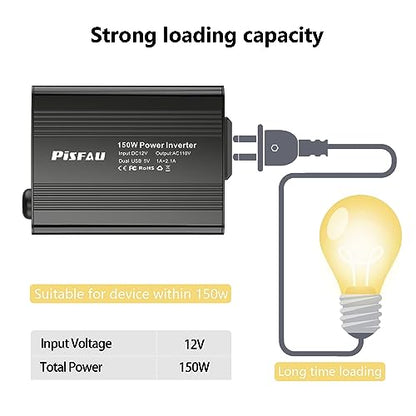 150W Power Inverters for Vehicles 12V DC to 110V AC Car Plug Adapter Outlet