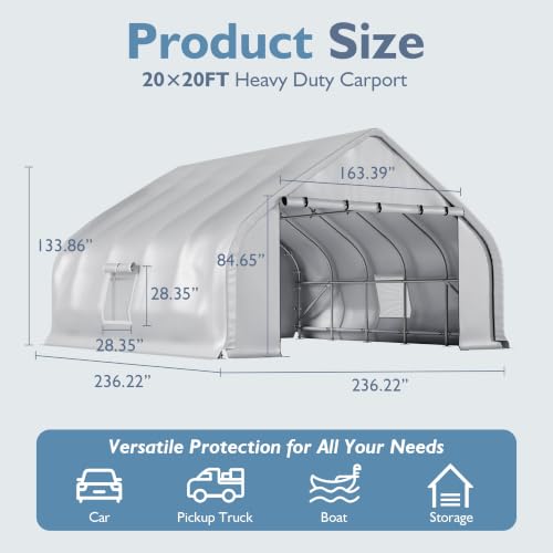 20x20 FT Heavy Duty Curved Carport