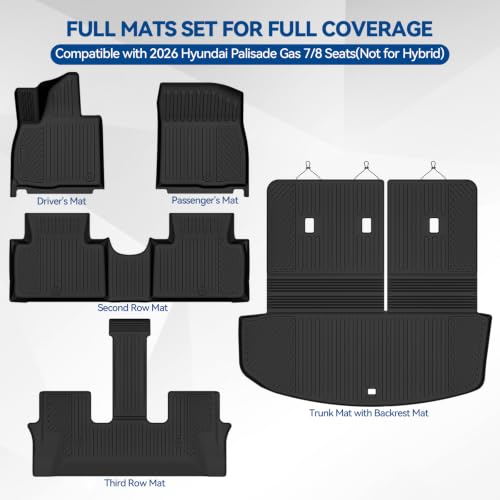 Custom Fit Floor Mats for 2026 Hyundai Palisade Gas 7