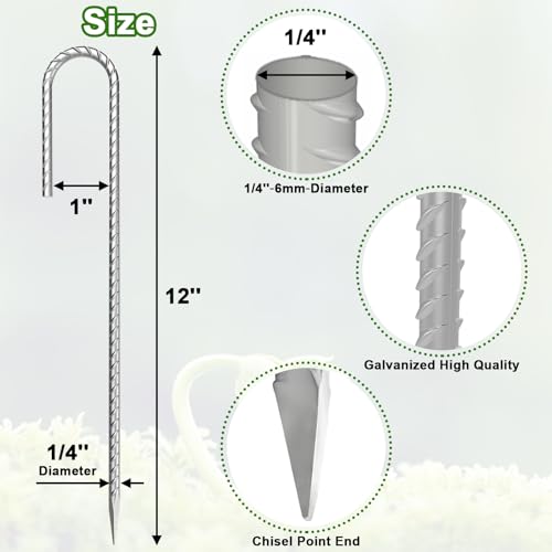 Rebar-Stakes-12-Inch J Hook Galvanized Garden Tent Stakes Heavy Duty (4 Count)