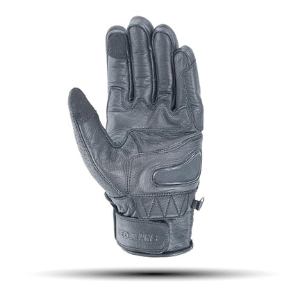 Leather Motorcycle Gloves for Men with Light Tricot Inner Lining Bike Riding Gloves with Fingers and Knuckle Padding with Adjustable Magic Tape Fastener