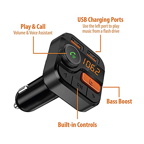 Digital Lifestyle Accessories Armor All Wireless Bluetooth FM Transmitter with Dual Port USB Charging