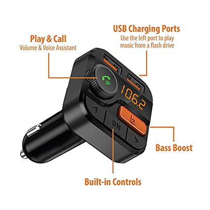 Digital Lifestyle Accessories Armor All Wireless Bluetooth FM Transmitter with Dual Port USB Charging