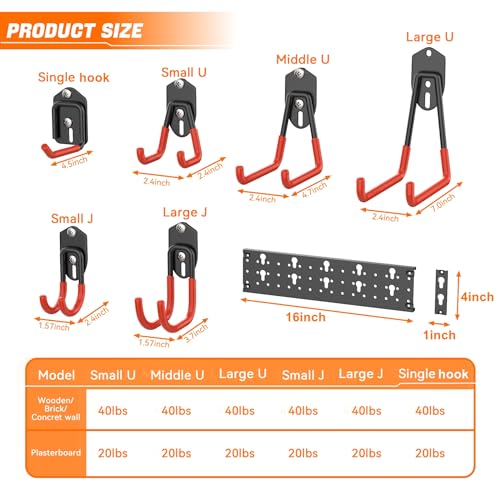 24 PCS Garage Storage Hooks with Tracks