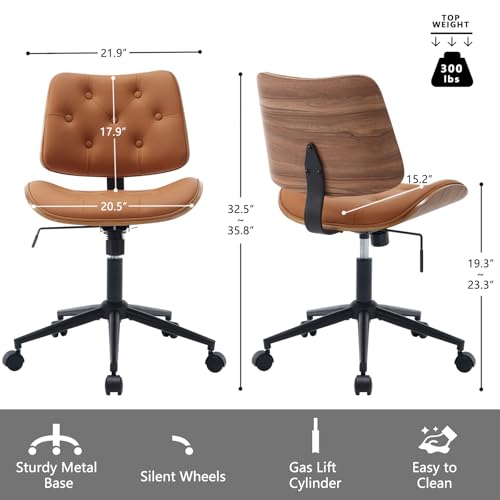 Armless Home Office Chair in Button Style