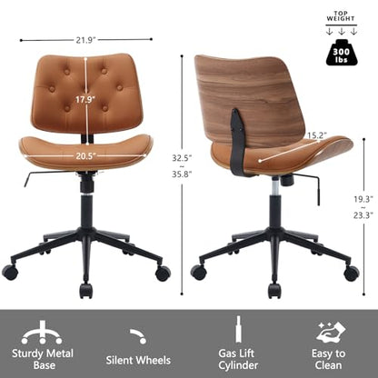 Armless Home Office Chair in Button Style