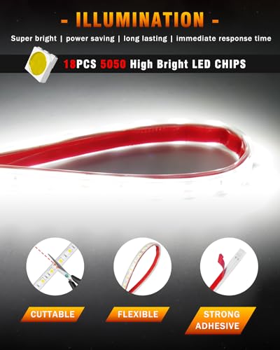 12V Led Light Strip Waterproof 32CM White Underglow for Car Motorcycle 6Pcs (6 Count)