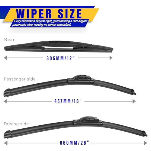 3 Wipers Fits Nissan Murano 2017