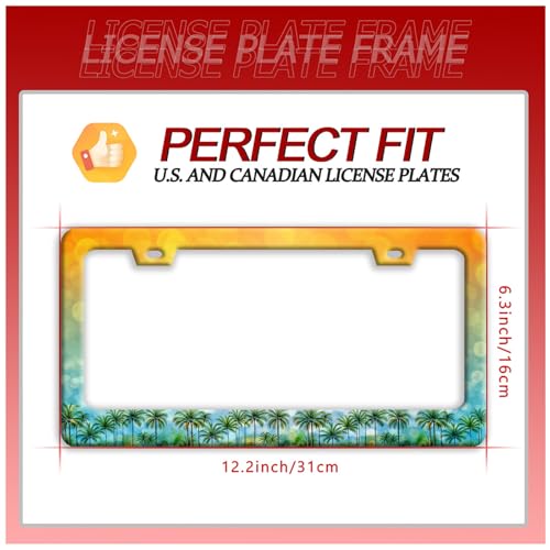 Palm Tree License Plate Frame Stainless Steel Tropical License Holder