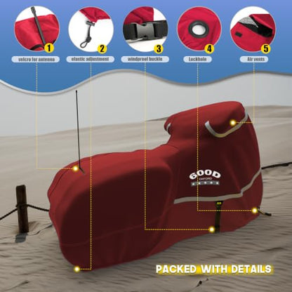 Motorcycle Cover with Side Box Heavy Duty 600D Waterproof for Touring Models Harley Davidson Road King