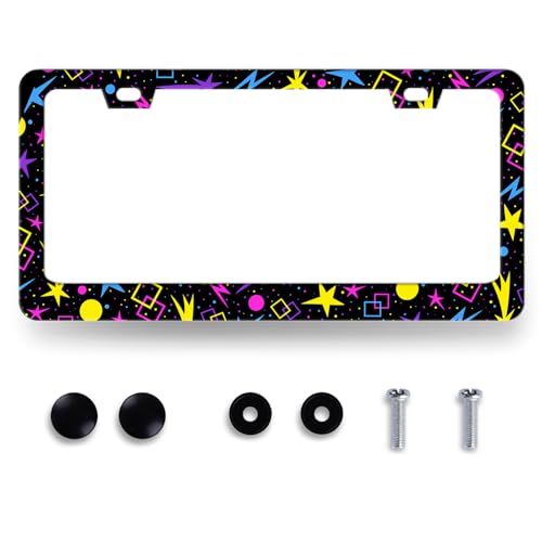 Psychedelic Stars License Plate Frame Stainless Steel Funny License Holder