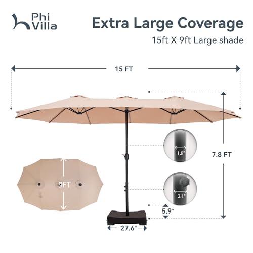 15ft Large Outdoor Patio Umbrella with Base Included