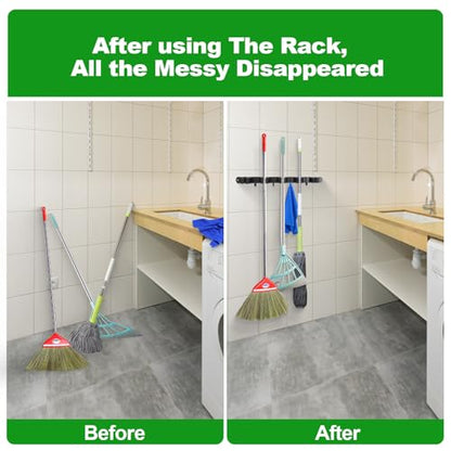5 Racks and 4 Hooks Mop and Broom Holder Wall Mount