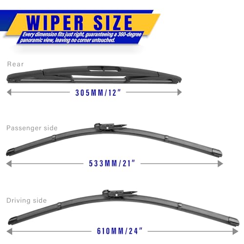 3 Wipers Fits Buick Enclave 2012