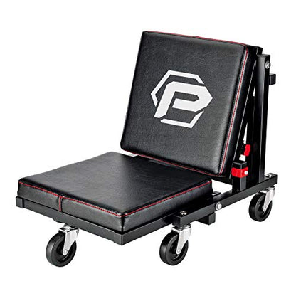 2-in-1 Rolling Creeper Seat Converts from High to Low Roller Seat, Fast, Tool-Free Conversion, Garage, Shop, Brake Jobs, Washing, Detailing, Maintenance, Thick Pad, 3-in. Casters - 240298