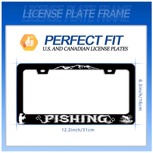 Fishing License Plate Frame Stainless Steel Accessory 12.3x6.3 Inch