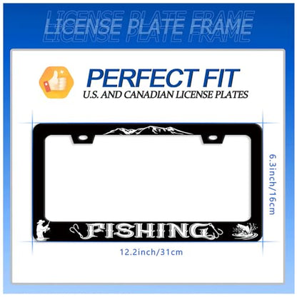 Fishing License Plate Frame Stainless Steel Accessory 12.3x6.3 Inch