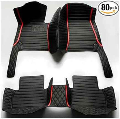 TREGOO All-Weather Anti Slip Floor mat is Suitable mats for floo of All for Tesla Models from 2012 to 2025 (Black Double Panel with red Stripe)