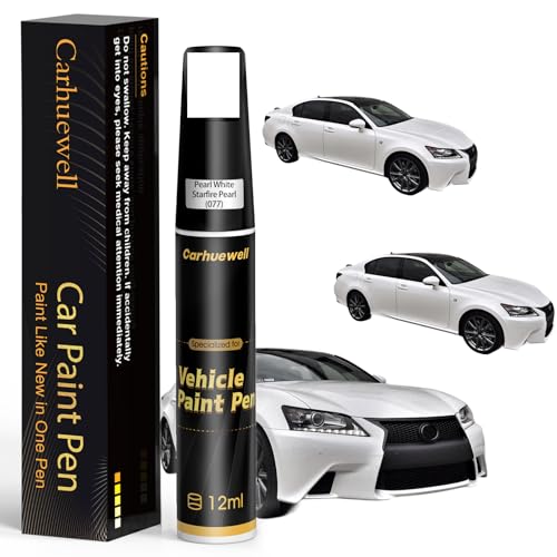 077) PearlWhite/Starfire Pearl Touch Up Paint Compatible with Lexus, Exact Match Car Paint Pen Automotive Scratch Repair Remover Kit Quick & Easy Solution for Vehicle Chips and Nicks