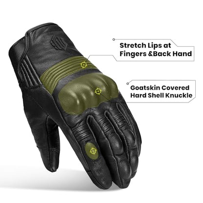 Goatskin Leather Motorcycle Motorbike Powersports Racing Gloves Touchscreen for Men and Women Model DN01