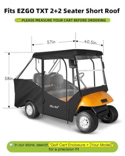 Golf Cart Enclosure 4 Passenger for EZGO TXT Short Roof 4