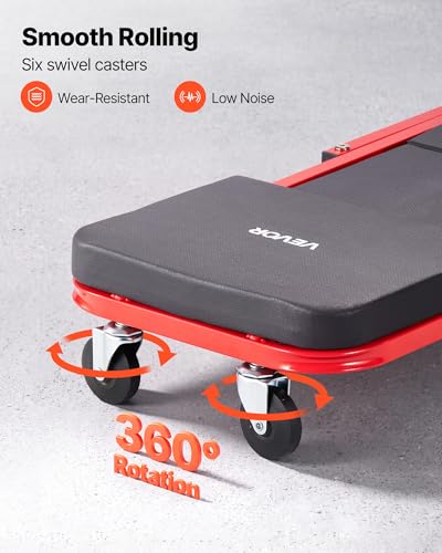 36 in 3-in-1 Folding Mechanic Creeper, Z-Creeper Garage Roller, 340 lbs Under Car Rolling Creeper with 6 Swivel Casters, Padded Headrest, Lay Down or Sit for Auto Repair
