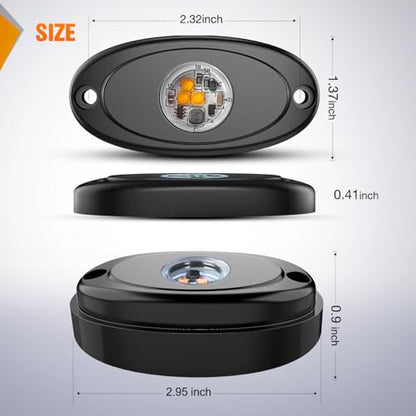 LED Rock Light 4 PCS Amber Color Waterproof