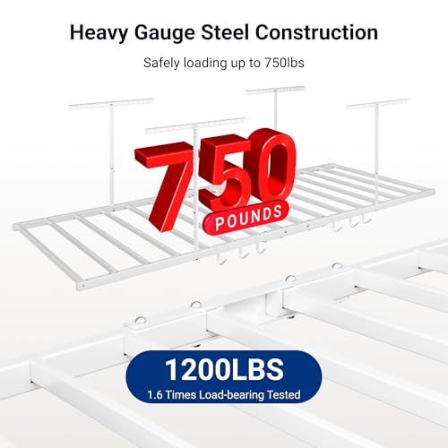 4x8 Overhead Garage Storage Rack with 6 Hooks (2 Count)