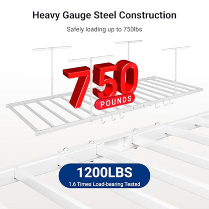 4x8 Overhead Garage Storage Rack with 6 Hooks (2 Count)