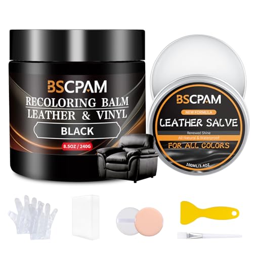Black Leather Recoloring Balm with 100ml Mink Oil