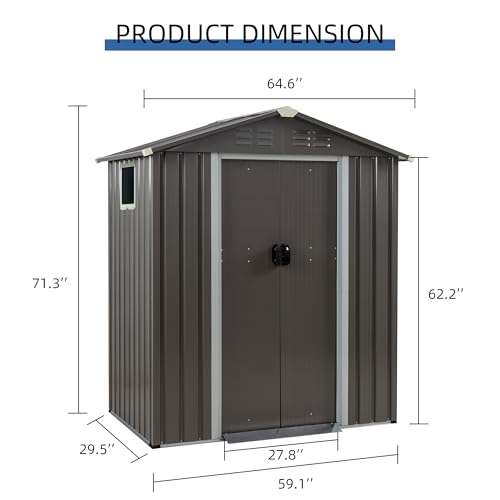 JY QAQA 5x3 FT Metal Outdoor Garden Storage Shed