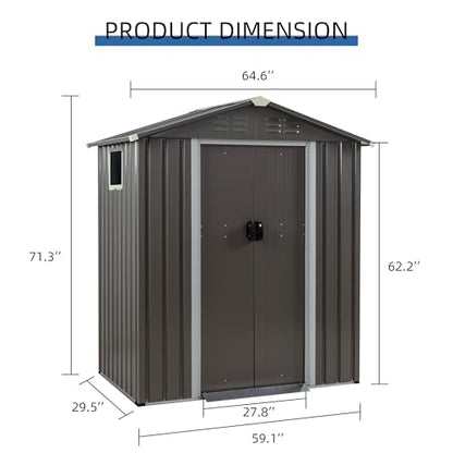 JY QAQA 5x3 FT Metal Outdoor Garden Storage Shed