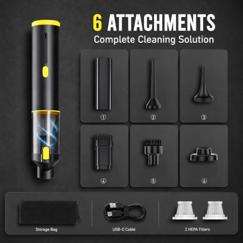 Handheld Car Vacuum Portable Cordless 3 Suction Modes
