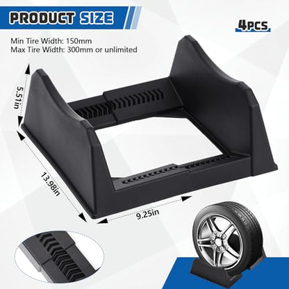 4 Pcs Car Tire Display Stand Wheel Display Rack Adjustable Width Rim Storage Wheel Rim Holder Tyre Stand Base Tire Tray Base for Exhibition Shop Garage Trade Show (4 Count)