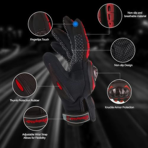 Motorcycle Gloves for Men and Women Touchscreen Guantes Para Motocicleta Hombre for Powersports BMX ATV MTB Motocross Scooter Dirt Bike Riding Gloves Motorcycle Mens Helmets Accessories