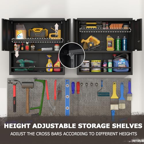 Garage Storage Cabinet with Locking Doors and Adjustable Shelves