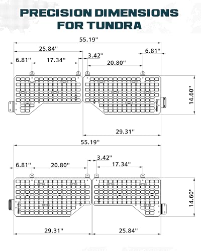 5.5ft Short Truck Bed Side MOLLE Panel Fit for Toyota Tundra