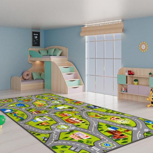 Washable Kids City Road Play Rug