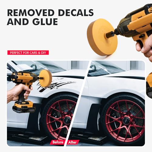 2 Pack Decal Remover Eraser Wheel with Adapter 4 inch Rubber Eraser Wheel for Drill Removes Car Decal Vinyl Tape Graphics Pinstripe Sticker Adhesive Remover